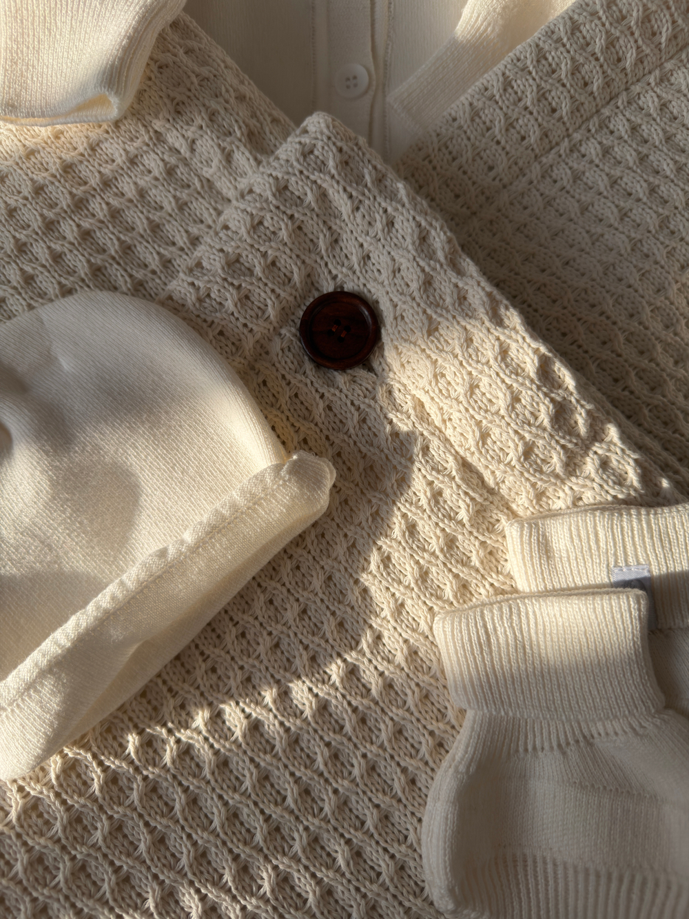 Конверт-плед 2в1 вязаный демисезон молочный