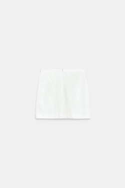 ZARA АТЛАСНАЯ МИНИ-ЮБКА, ЖЕЛТОВАТО-БЕЛЫЙ