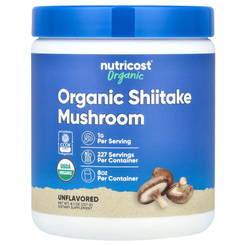 Nutricost, органический порошок из грибов шиитаке, без добавок, 227 г (8 унций)