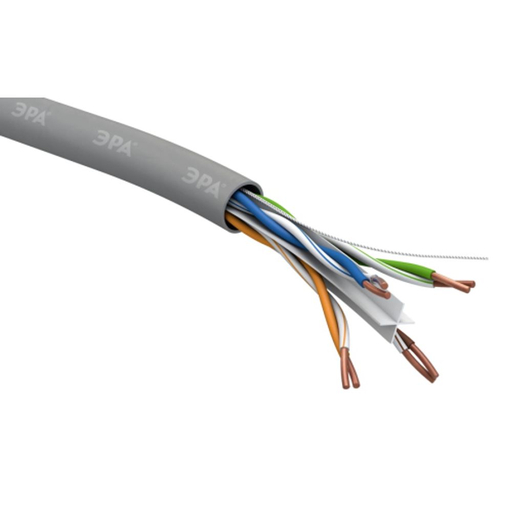 Кабель витая пара ЭРА U/UTP 4x2x23 AWG Cat 6 CU PVC 305 метров | LAN-кабель витая пара U/UTP-Cu