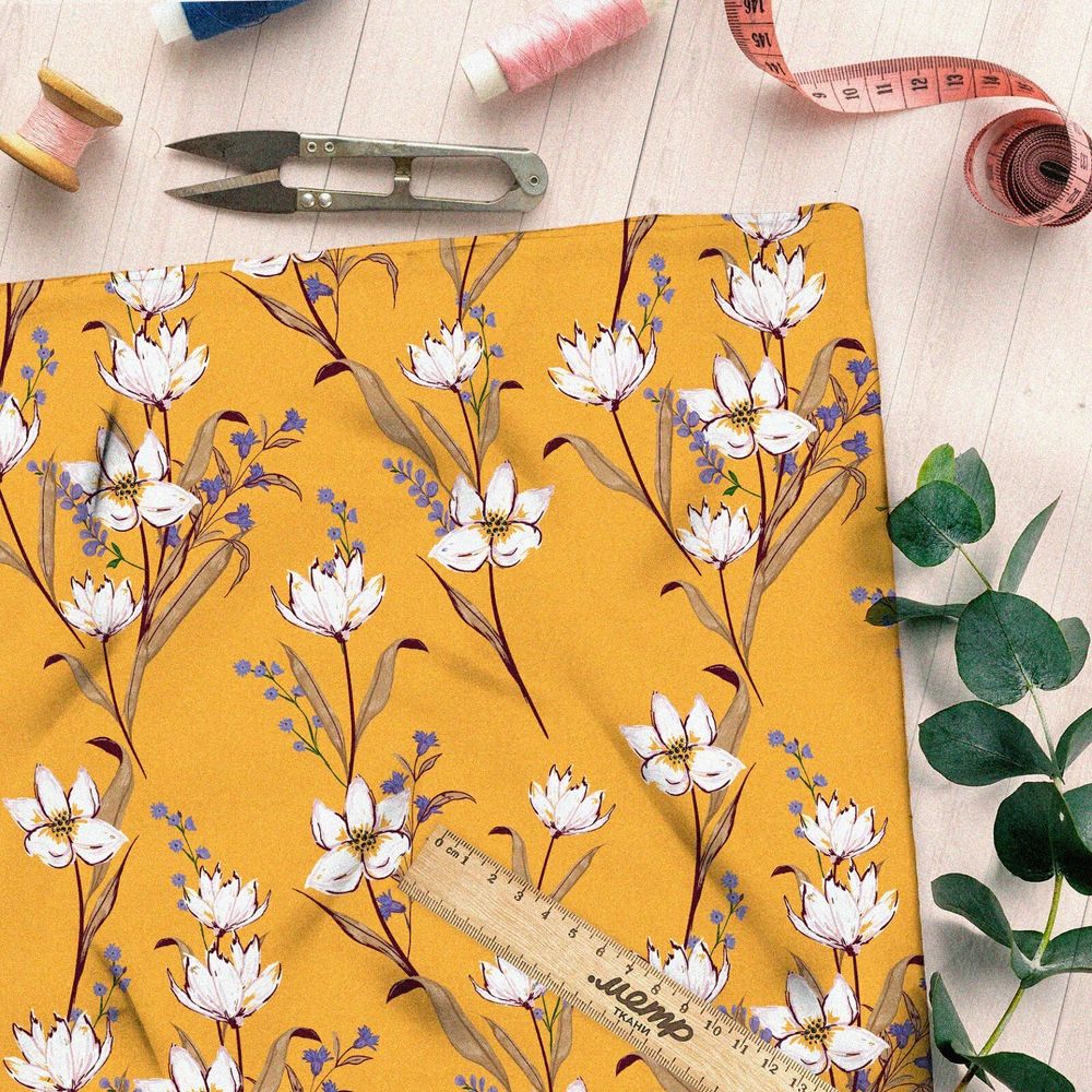 Ткань ниагара белые полевые цветы