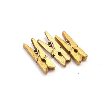 Прищепки деревянные декоративные золотые Complement 2,5см 50шт/упак