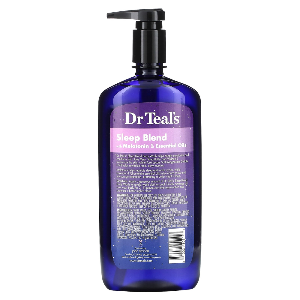Dr. Teal's, гель для душа с чистой английской солью, смесь для сна, 710 мл (24 жидк. унции)