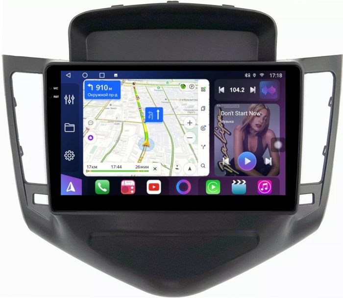 Магнитола для Chevrolet Cruze 1 2009-2012 (рамка черная) - FarCar S400-TS18 монитор 9.5" QLED на Android 14, CarPlay, 4G SIM-слот