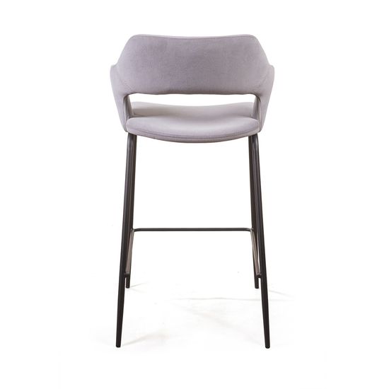 Стул полубарный Woddy, бархат серый