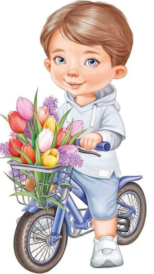 Плакат "Мальчик с велосипедом"