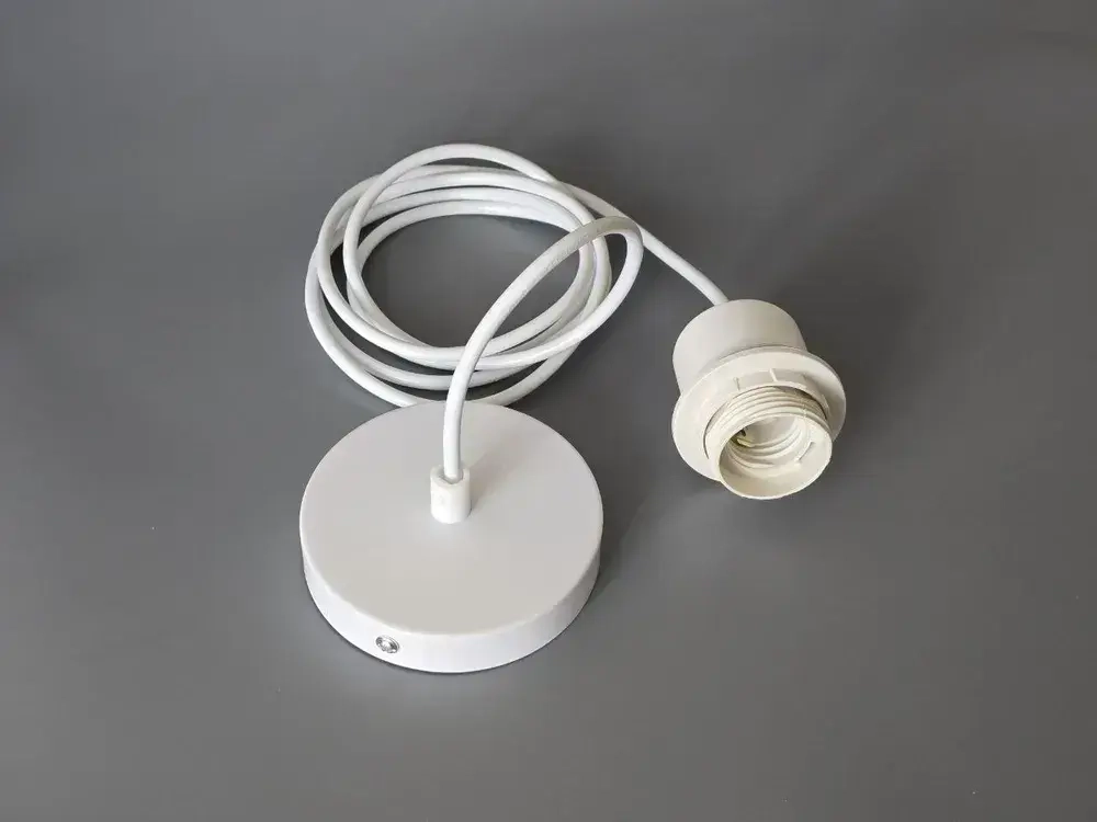 Патрон подвесной Е27 шнур подвес потолочный для светильника и люстры для лампы и абажура декоративный, белый, 1.9м, цоколь Е27, 60 Вт, 1 шт.