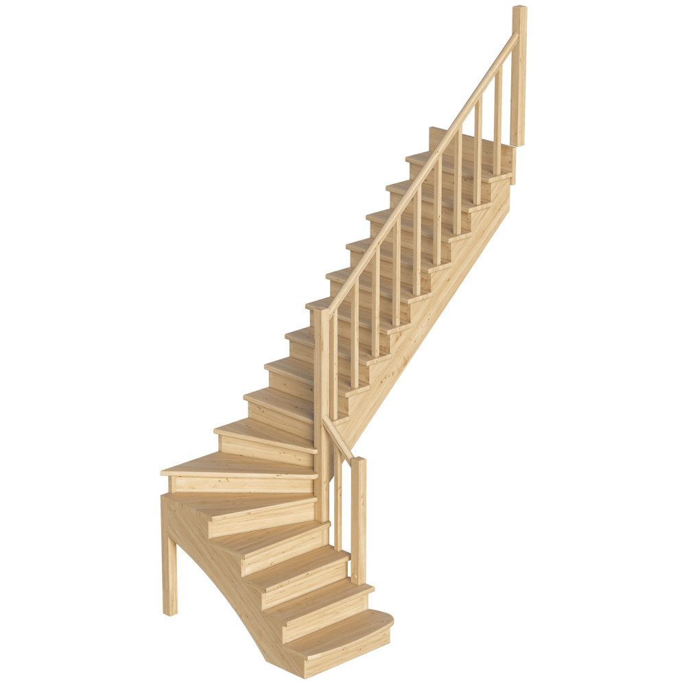 Лестница на второй этаж К-001м/6 Правая c подступенками