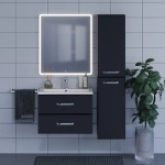 Тумба с раковиной для ванной Uperwood Foster 70 см, подвесная, черная