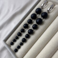 Серьги «Чёрная вертикаль» с агатом