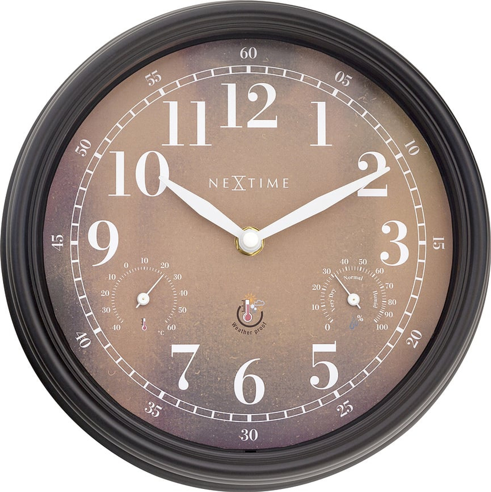 Настенные часы NeXtime, пластик, 23,5 см, коричневые