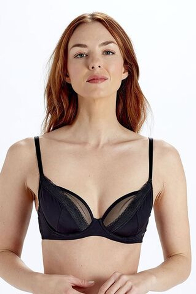 Элегантный тончайший бюстгальтер с чашками на косточках (Размер: 36G) (Цвет: черный)