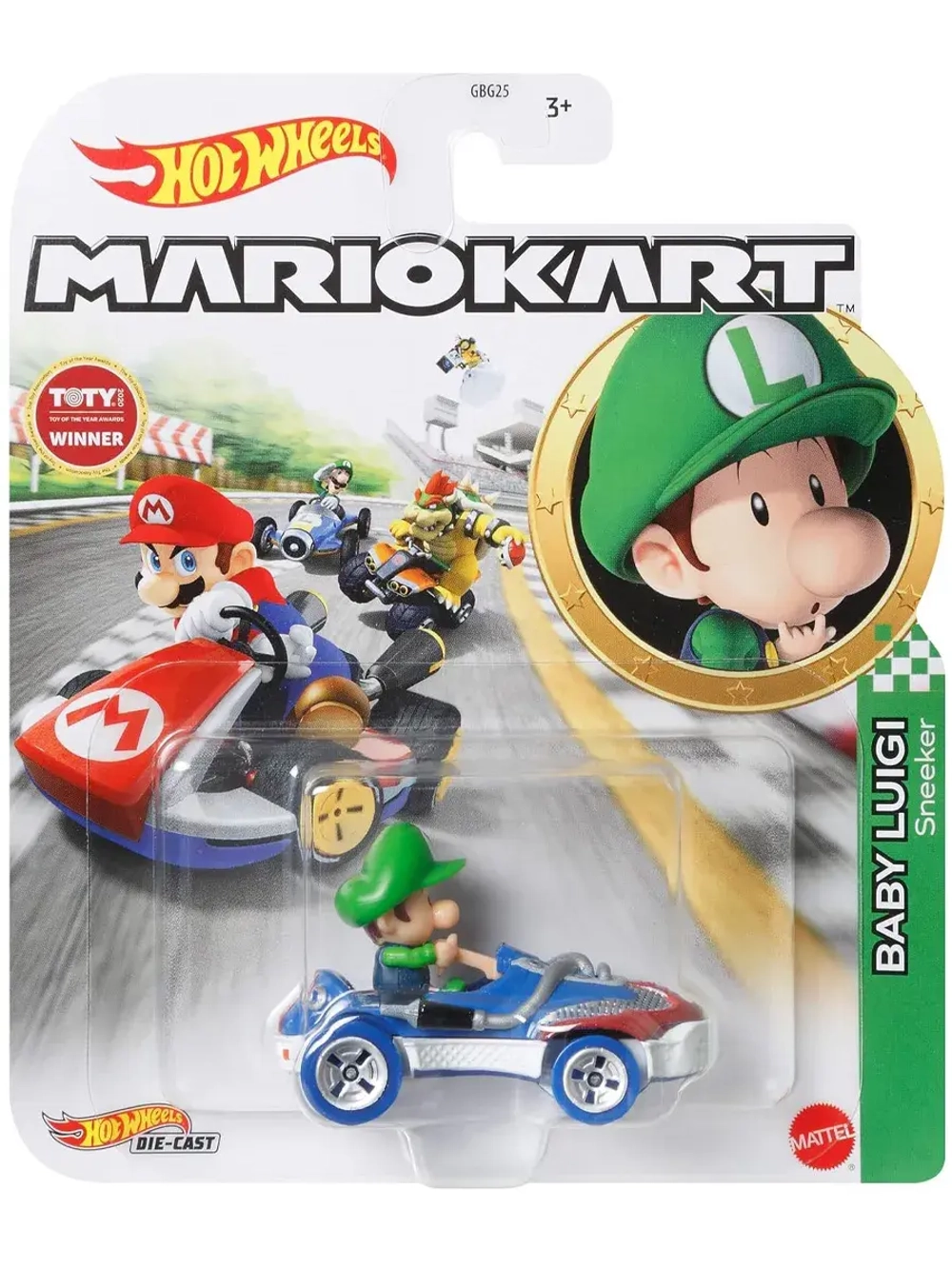 Машинка MarioKart Хот Вилс Baby Luigi GBG25 HDB28