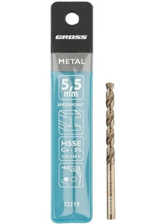 Сверло спиральное по металлу, 5.5 мм, HSS-Co Gross 72319