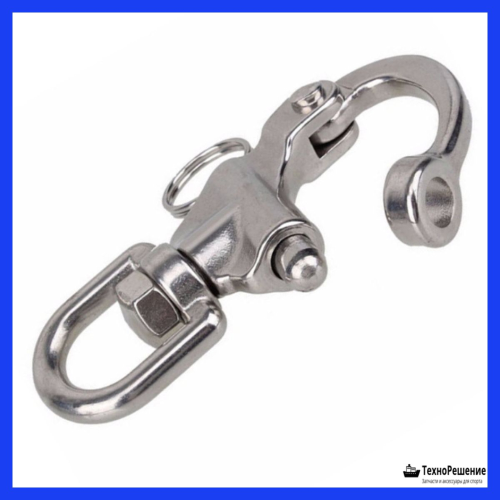 Карабин фаловый быстроразъемный с вертлюгом, 87 мм.