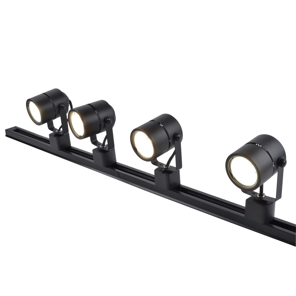 UBL-Q321 GU10-K BLACK SET41 Светильник-прожектор трековый. в составе набора из 4шт. на шинопроводе 1м. с коннектором. Под лампу GU10. Корпус черный. ТМ Volpe