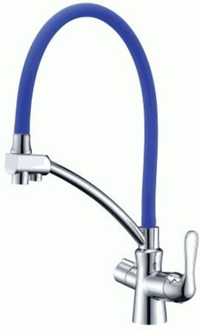 смеситель кухня LEMARK Comfort картридж 35мм, с гибким изл., с подключением фильтра LM3070C-Blue