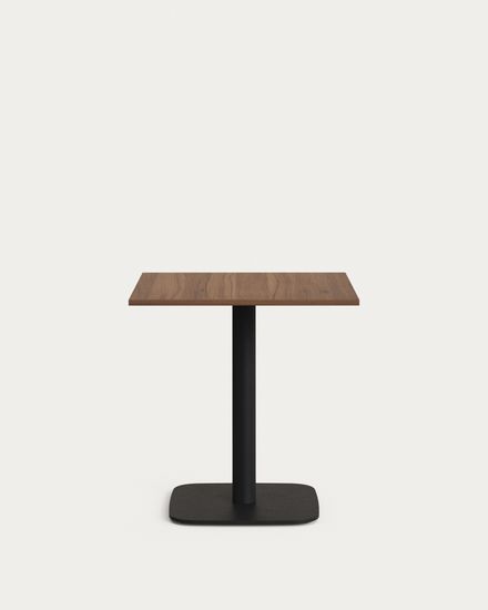 Dina Стол из меламина с натуральной отделкой и черной металлической ножкой 70 x 70 x 70 см