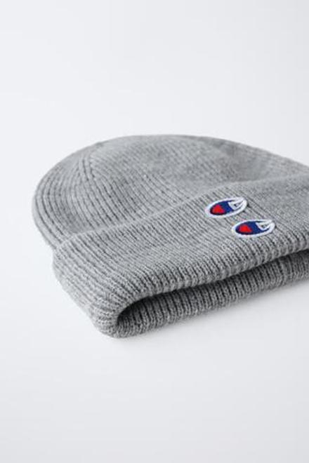 ZARA X CHAMPION ® ТРИКОТАЖНАЯ ШАПКА, СЕРЫЙ МЕЛАНЖ