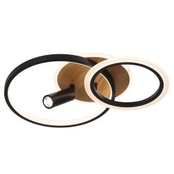 Светильник потолочный светодиодный ЭРА Модерн Rondo CLL-1 85W 3K-6,5K RC BK с ДУ черный-дерево | Светильники SPB-6 с ДУ