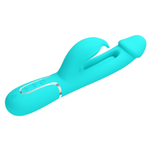 Аквамариновый вибратор-кролик с функцией фингеринга Kampas - 23,2 см. (Цвет: аквамариновый)