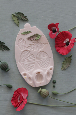 Силиконовый молд "Цветки, листья, коробочкии бутоны мака".