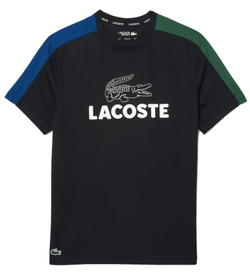 Теннисная футболка Lacoste Ultra-Dry Printed Colour-Block Tennis T-Shirt - black/blue/green