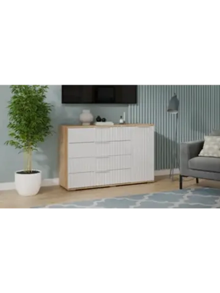 Комод для одежды Дуб Крафт золотой 4 ящика 129х41х84 см