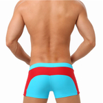 Голубые мужские плавки-боксеры с мини-кармашком на замке (Размер: XXL) (Цвет: голубой)