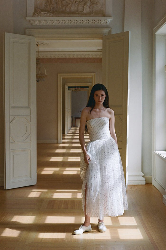 Платье миди из сетки с пайетками