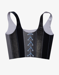 Джинсовый апсайкл корсет с бретелями, чёрный