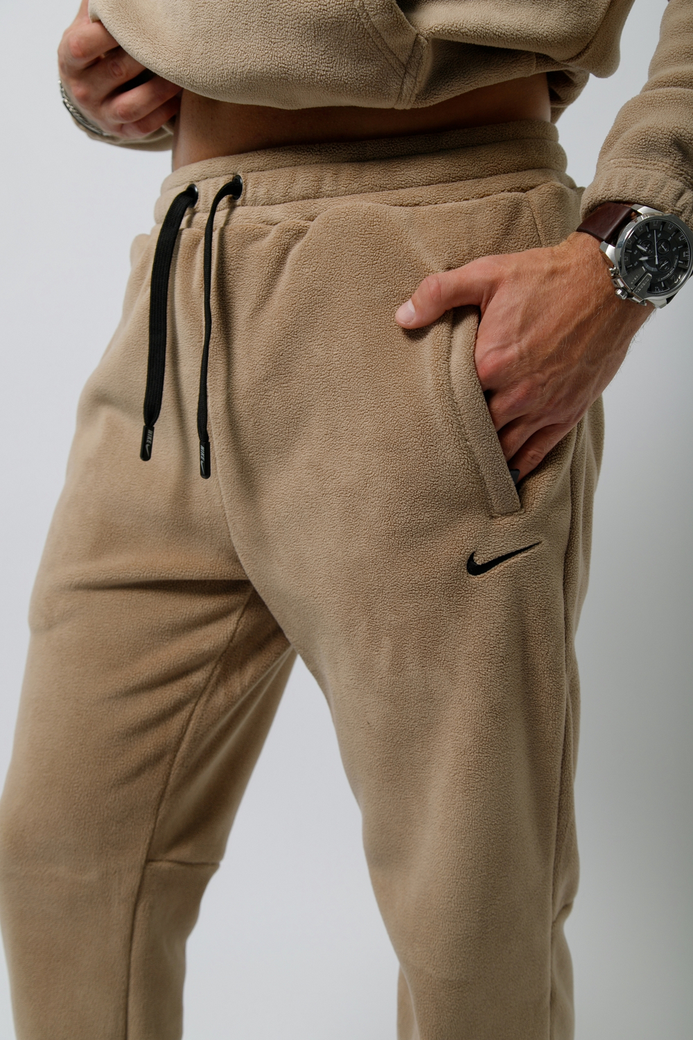 Штаны NIKE флис.5657В (беж.)