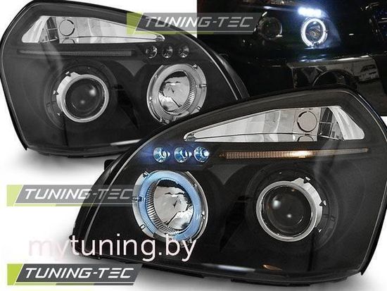 Передние фары Hyundai Tucson angel eyes black