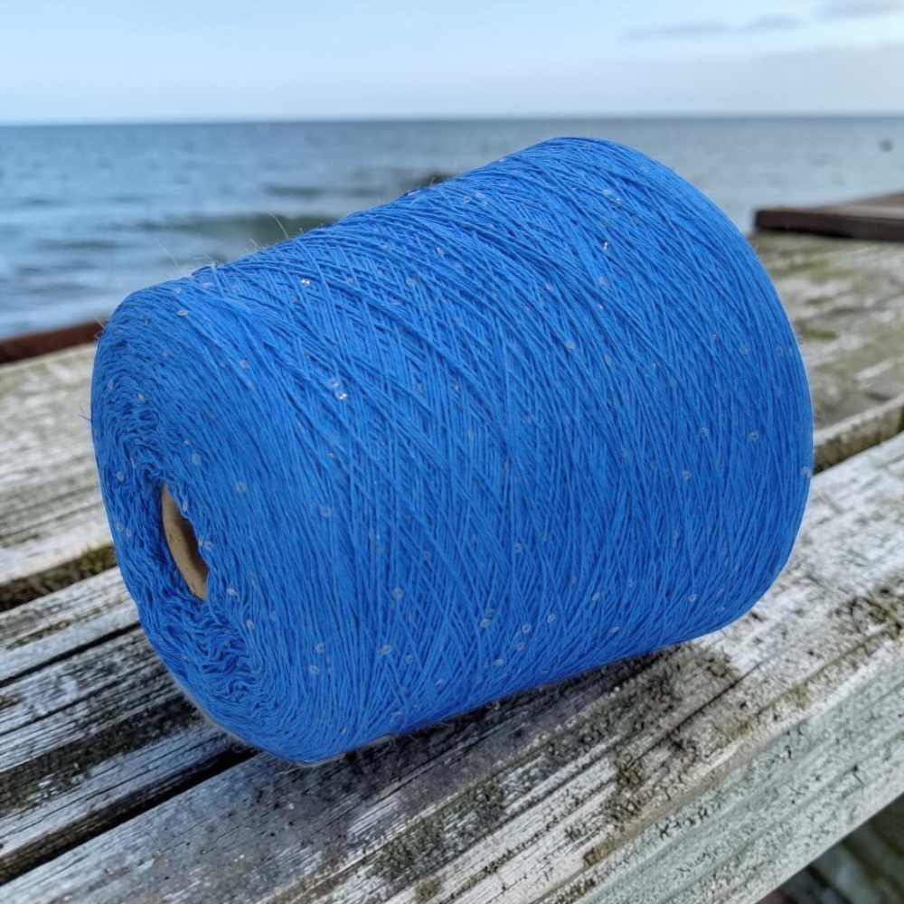 Бобинная пряжа Cotton Paillettes (Blu)