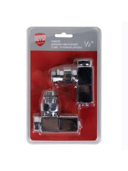 Набор дизайн-вентилей CUBE, угловой (хром) 1/2"