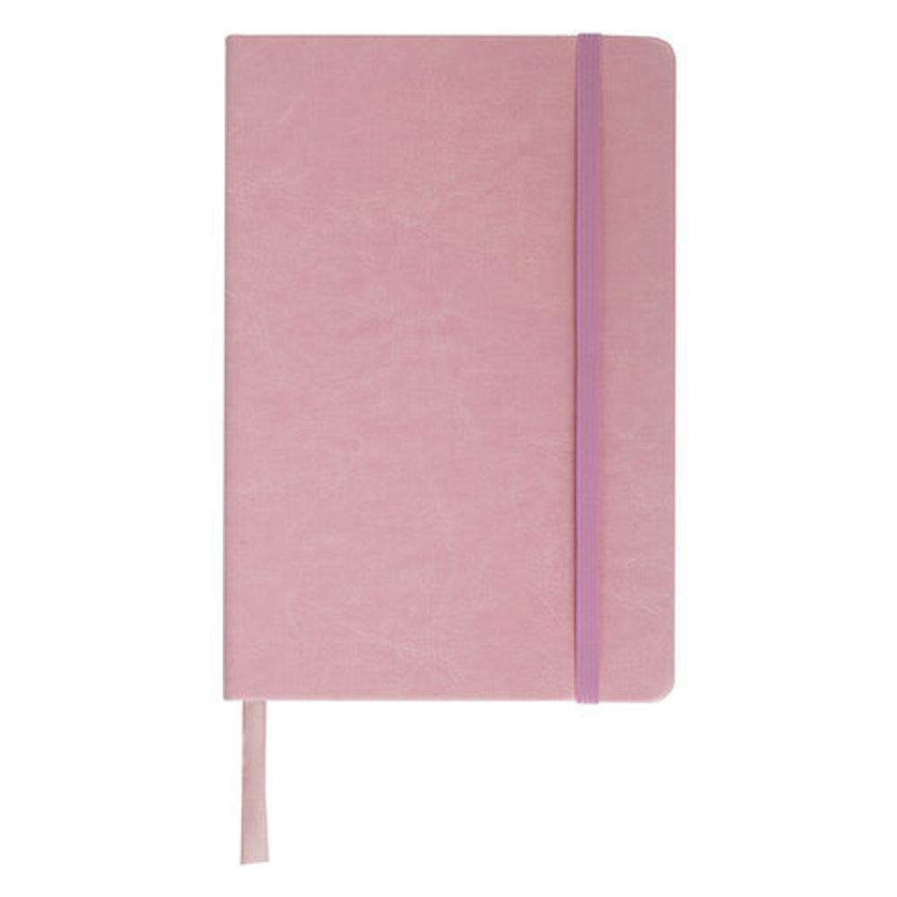 Блокнот в клетку с резинкой А5 (148x218 мм), 80 л., под кожу розовый BRAUBERG "Metropolis Special", 111579