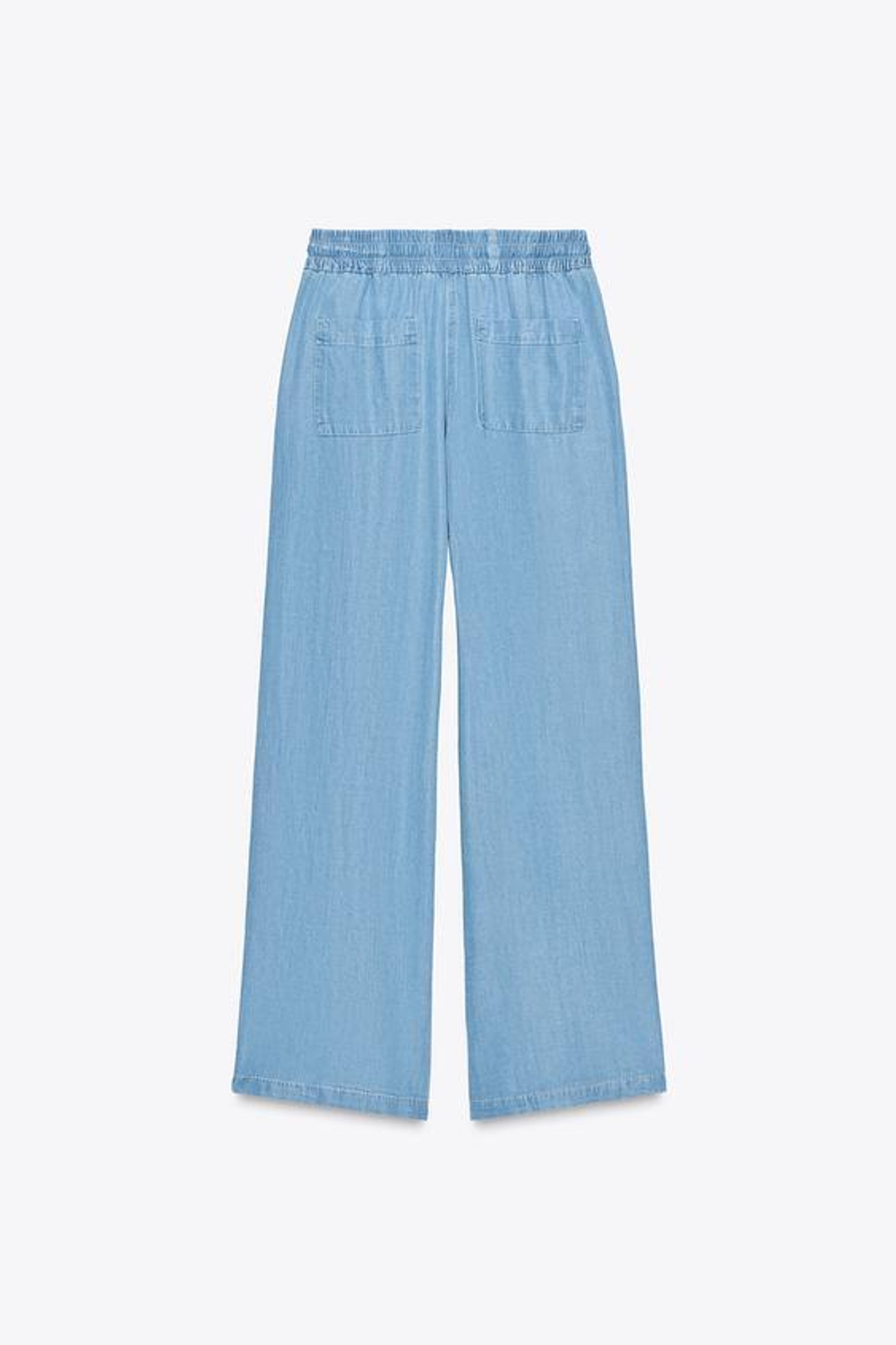 ZARA БРЮКИ С ШИРОКИМИ ШТАНИНАМИ И ЭЛАСТИЧНЫМ ПОЯСОМ, ГОЛУБОЙ