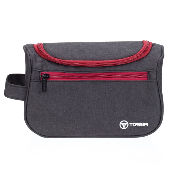 Несессер Torber, дорожный, чёрный/бордовый, полиэстер 300D ткань катионик, 24 х 16 х 9 см