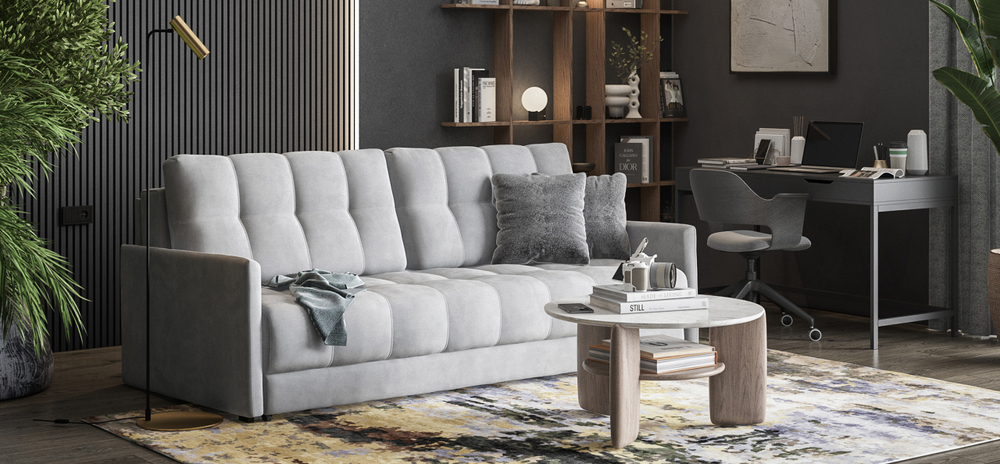 Диван BOSS 2.0 LOFT велюр Monolit сталь