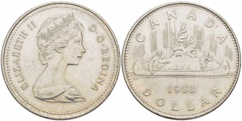 1 доллар "Индейцы на каноэ" 1983 год UNC