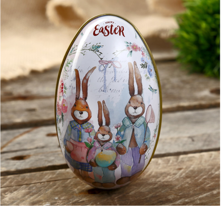 Шкатулка металл яйцо "Семья кроликов" 11х6,5х7 см 4566138