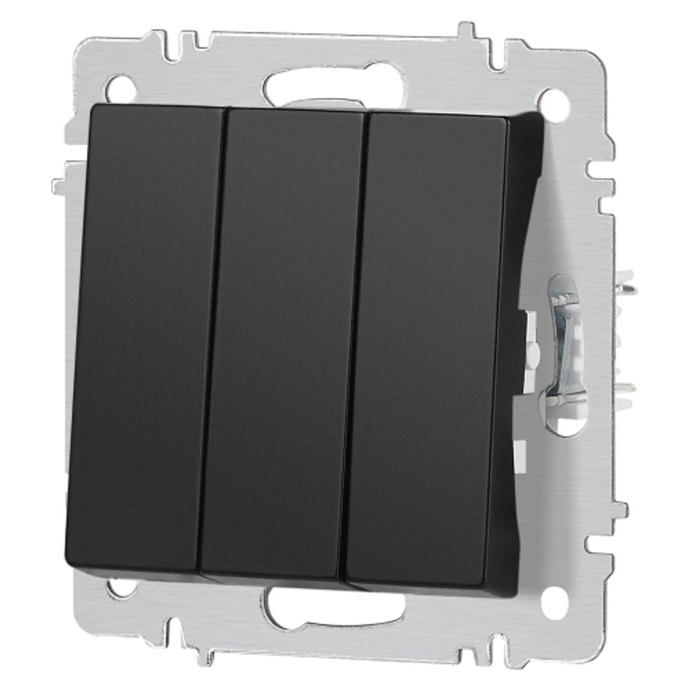 Выключатель Intro Accent 6-106-05 тройной, 10А-250В, IP20, СУ, AL/CU, антрацит | Intro