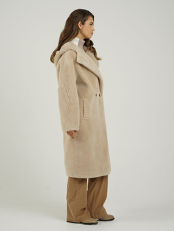 Шуба женская чебурашка тедди из эко меха, бежевая, SilverFox