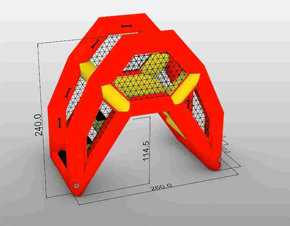 Надувная мини-лестница для бассейна из ПВХ, красный, 2,6*1,4*2,4 м