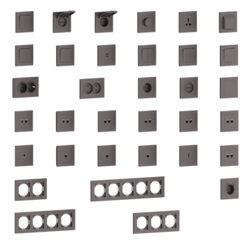Накладка для розетки Schuko с зарядным устройством USB A+C,  со шторками 16A 250В,  мокко,  серия A07