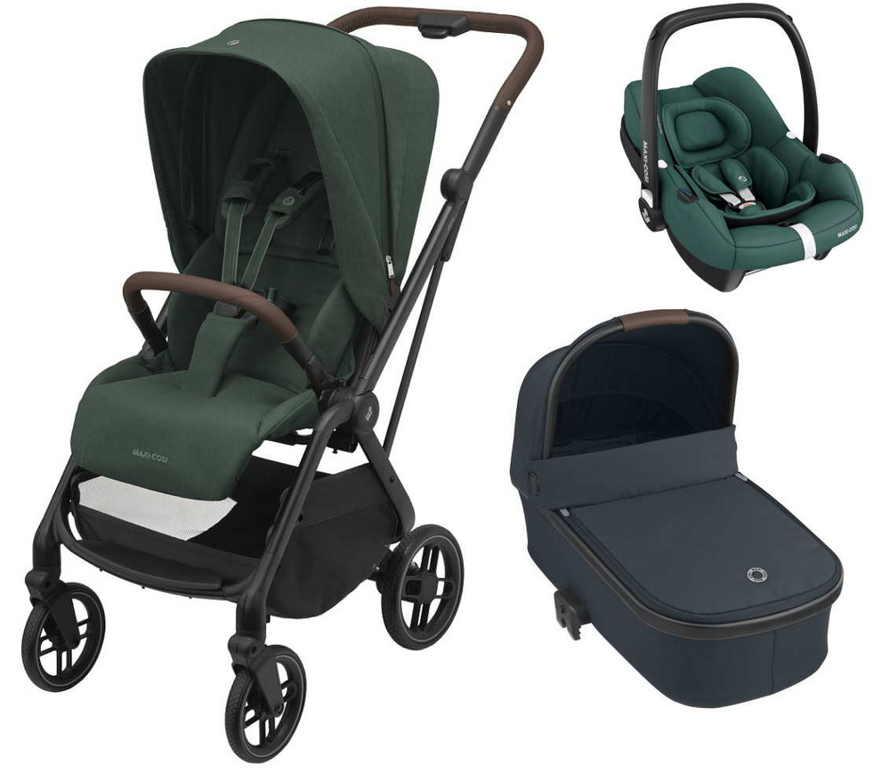 Детская коляска Maxi-Cosi Leona2 Oria 3 в 1 с автокреслом CabrioFix Essential green 1204403110 Twillic Green/1507750111 Essential Graphite