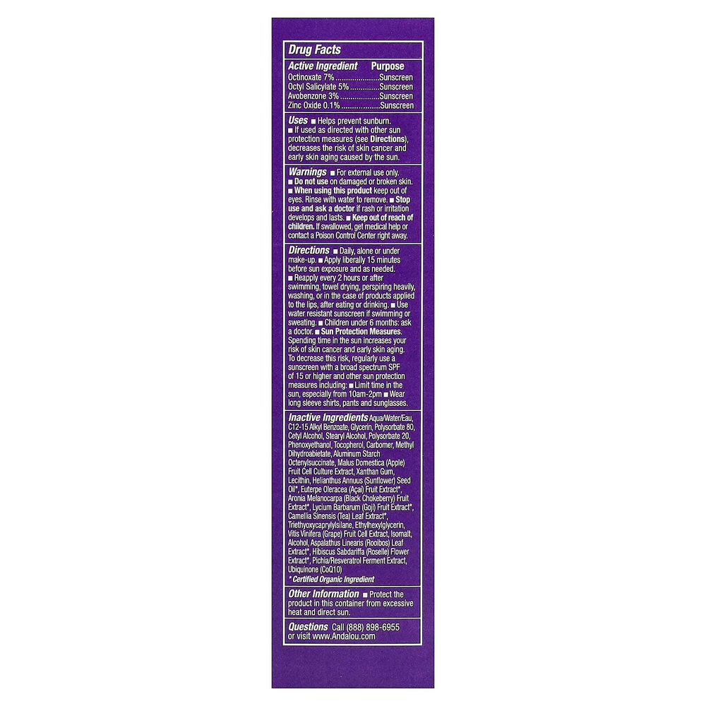 Andalou Naturals, омолаживающая сыворотка для лица, SPF 30, без запаха, 58 мл (2 жидк. унции)