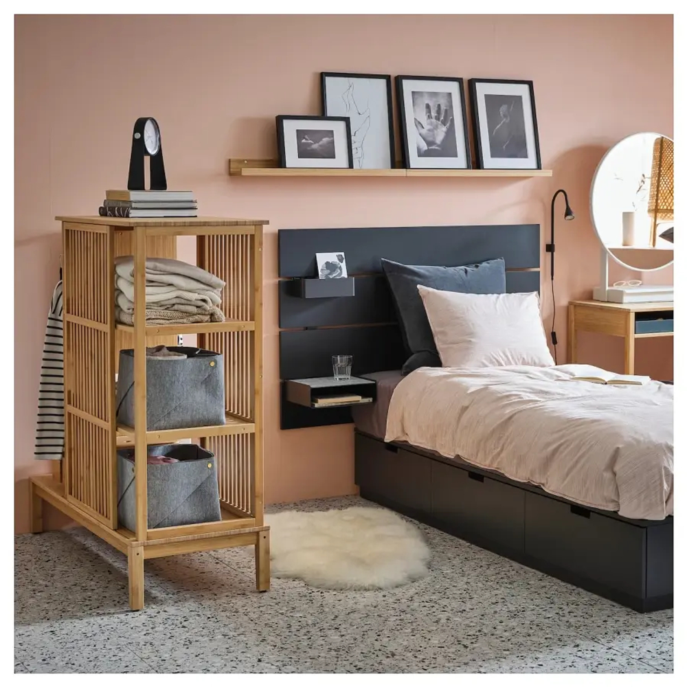 Открытый шкаф-купе с раздвижными дверями - IKEA NORDKISA/НОРДКИСА ИКЕА, 123х47х120 см, светло-коричневый