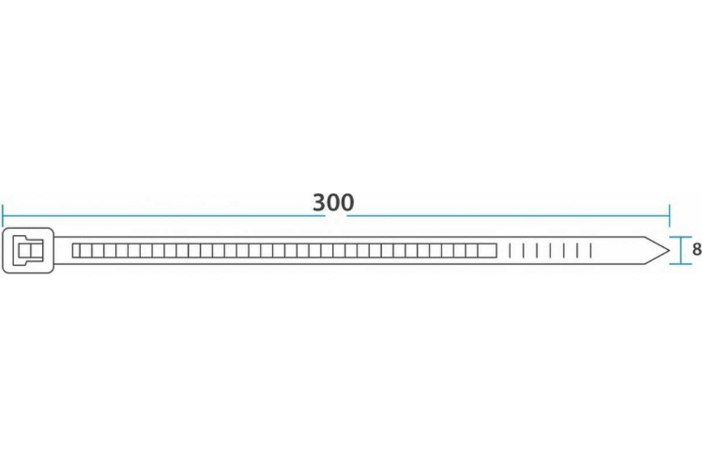 Нейлоновая кабельная стяжка REXANT 300x7,6мм, черная 100 шт/уп 07-0303