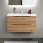 Тумба с раковиной подвесная BelBagno MARINO-CER-MINI-900-2C-SO-WO-P Rovere Bianco, раковина белая BB-8099-3-90